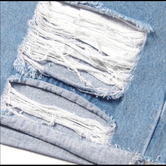 HOST PICK!! Denim Distressed Colorblock Shorts - Picture 5 of 7